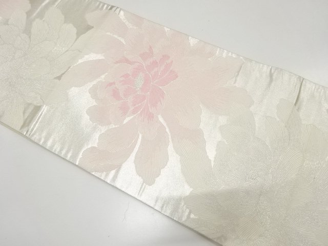 JAPANESE KIMONO / ANTIQUE FUKURO OBI / WOVEN PEONY